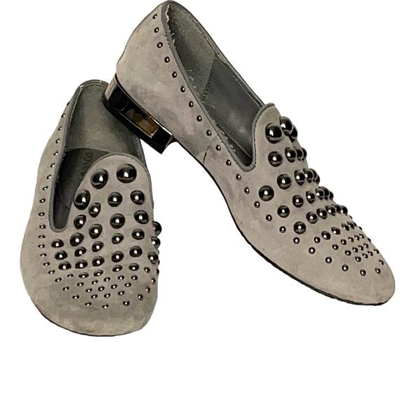 Donald J Pliner Rehbel 2 Gray Suede Pewter Studs Loafer Size 6M - Picture 3 of 8